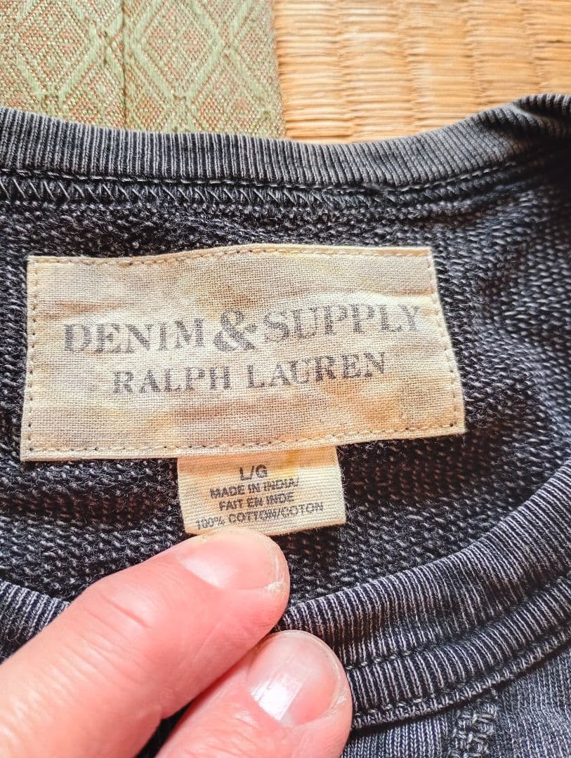 デニム＆サプライ　RRL ラルフローレン　茄子紺　前Vスウェット　カレッジ