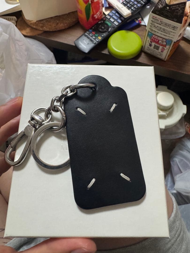 Maison Margiela ブラックレザーキーホルダー
