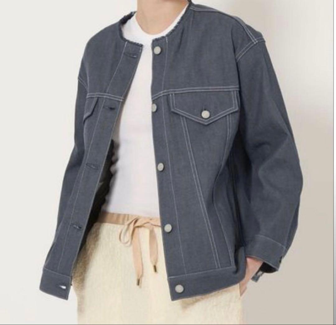 Drawer デニムノーカラージャケット ドゥロワー Gジャン