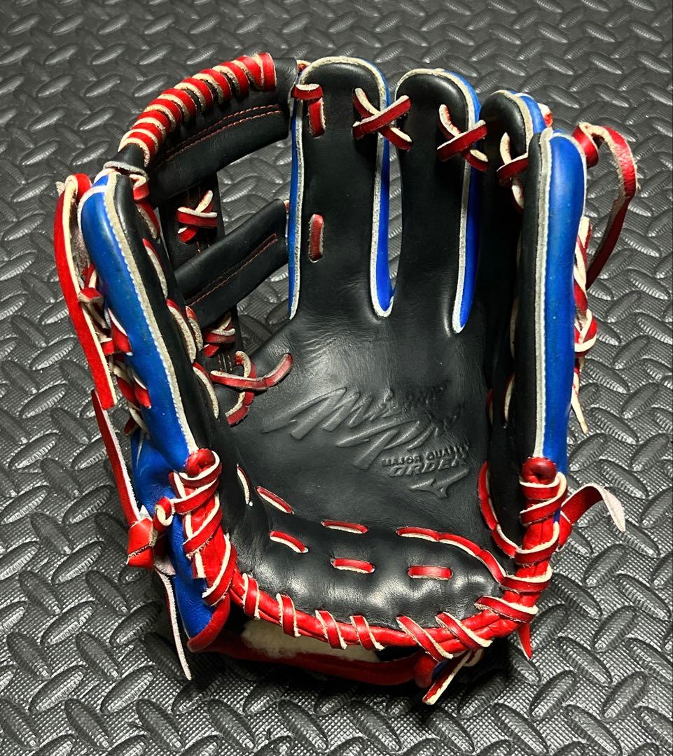 日本製 ミズノプロ オーダー 限定 ダイバーシティブルー 軟式 内野用 グローブ