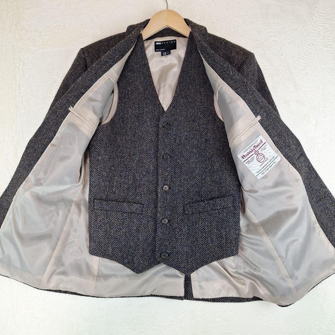 美品✨ハリスツイード　　スーツスリーピース　ヘリンボーン　L