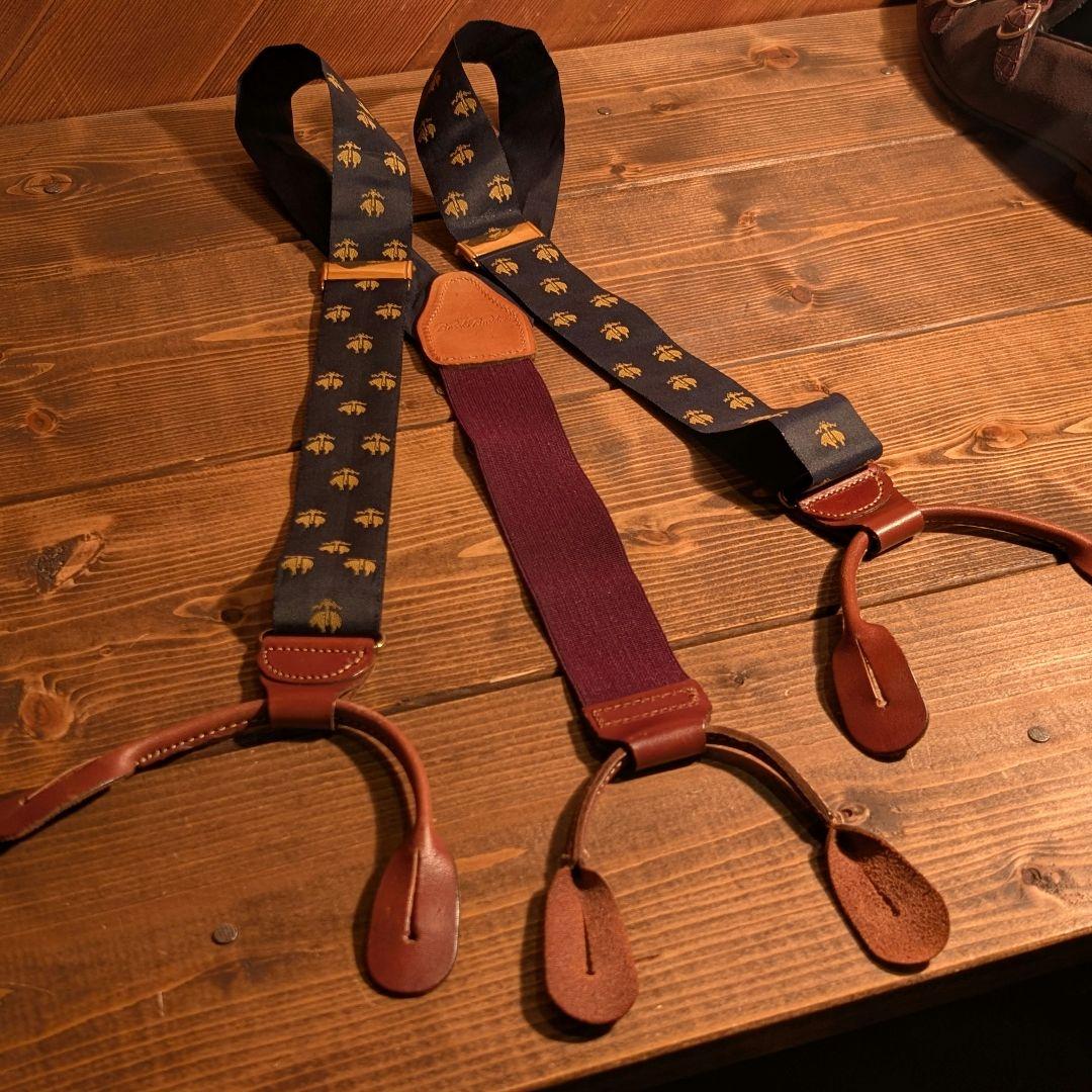 【極美品】BROOKS BROTHERS サスペンダー 真鍮 本革 ボルドー