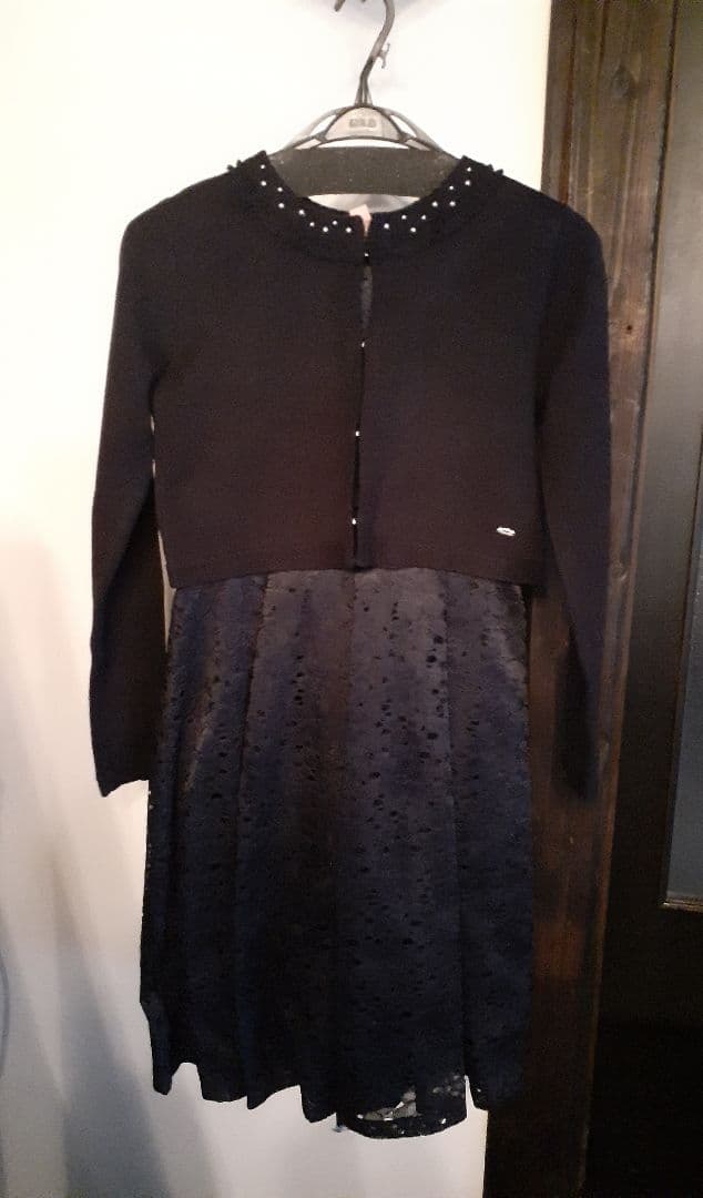 ポンポネット 総レース ワンピース のみ ネイビー 紺 セット フォーマル