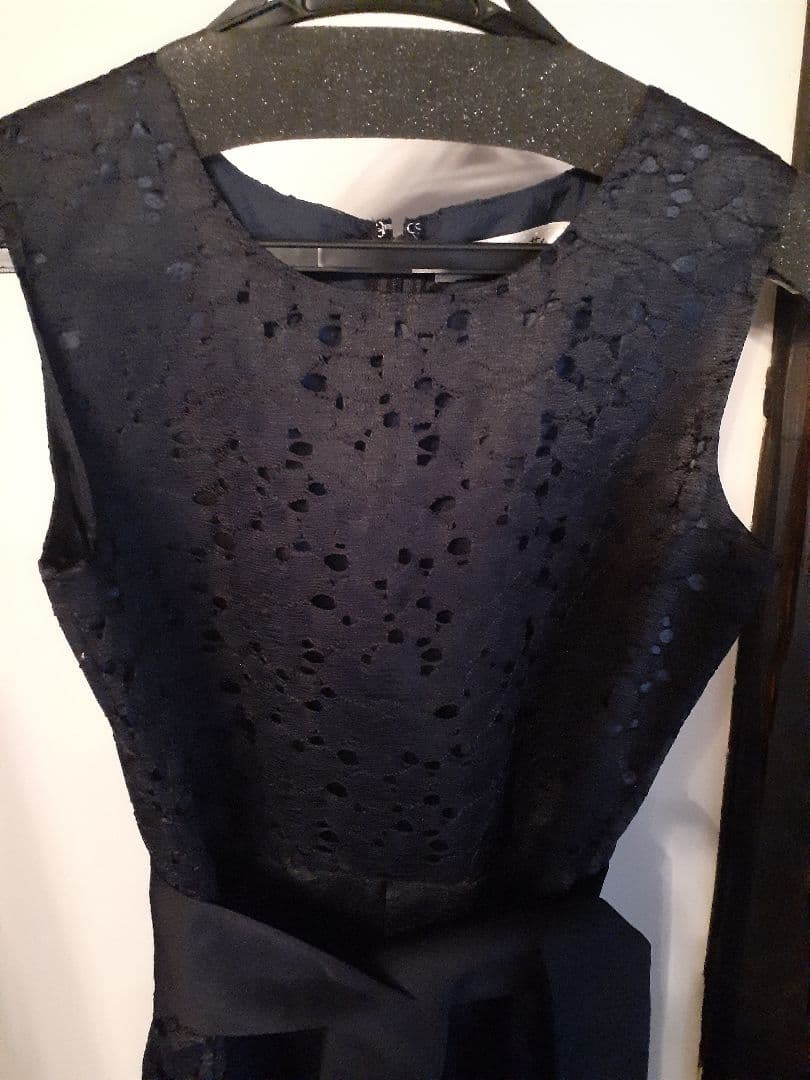 ポンポネット 総レース ワンピース のみ ネイビー 紺 セット フォーマル