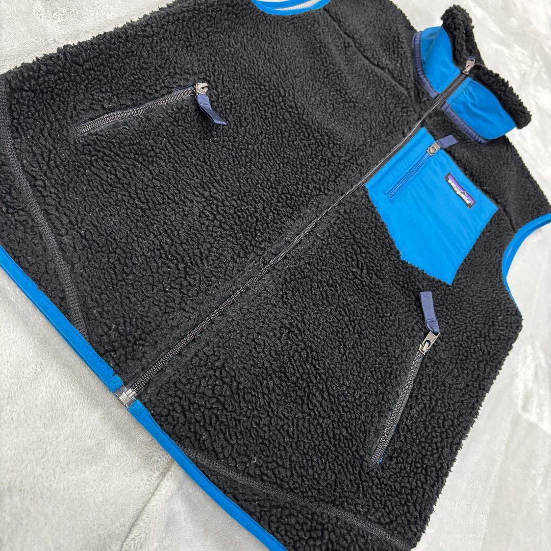 美品 パタゴニア クラシックレトロXベスト サイズS メンズ ブラック×ブルー