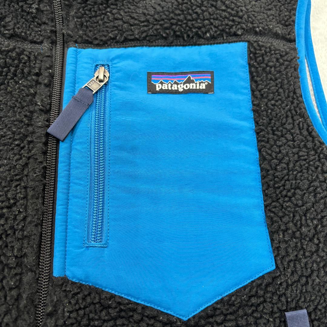 美品 パタゴニア クラシックレトロXベスト サイズS メンズ ブラック×ブルー