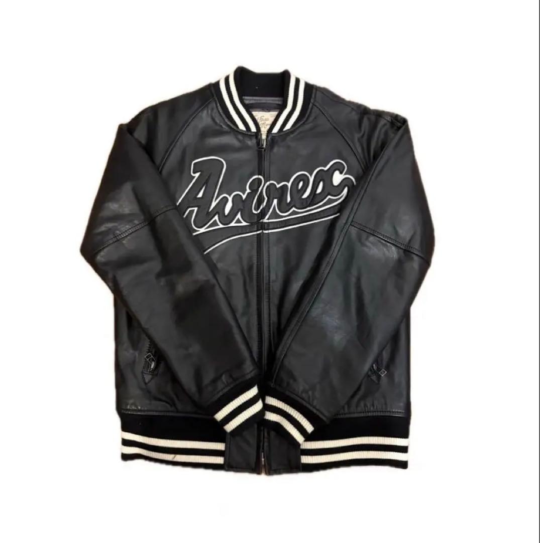 激レア Avirex レザー スタジャン M ブラック