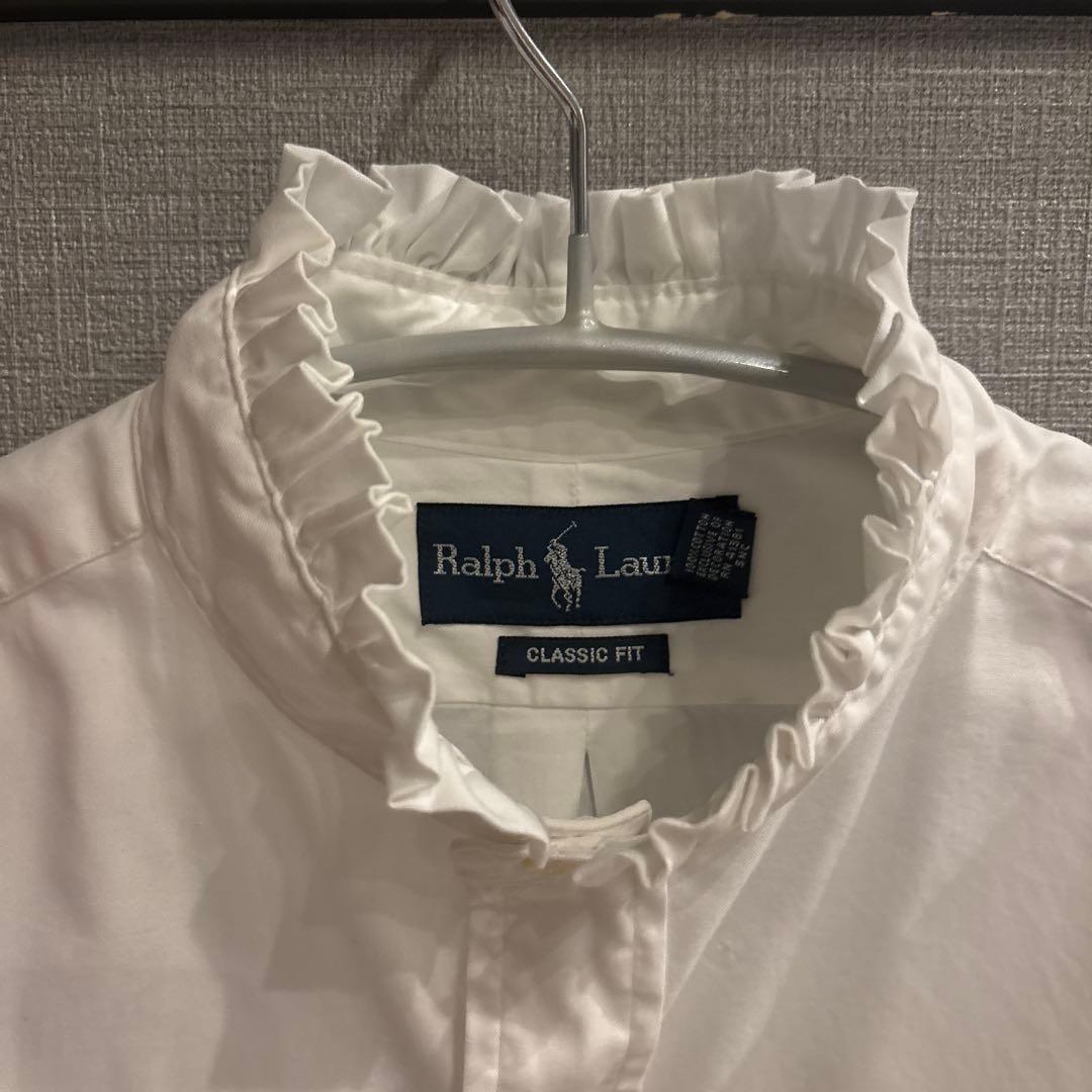 POLOラルフローレン古着フリル襟白シャツ