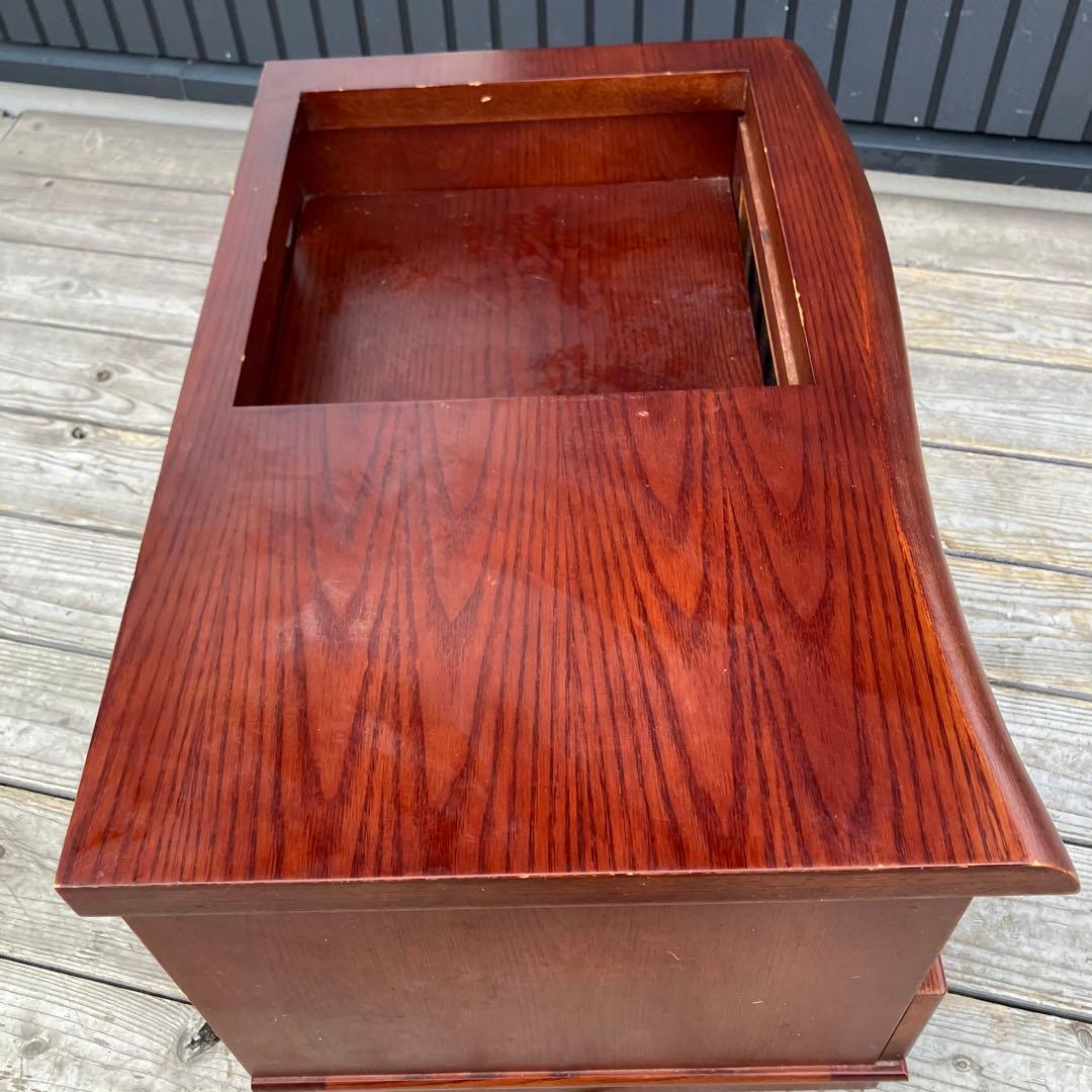 昭和レトロ 木製 格子扉 お座敷ワゴン 引き出し収納 キャスター付きポットワゴン