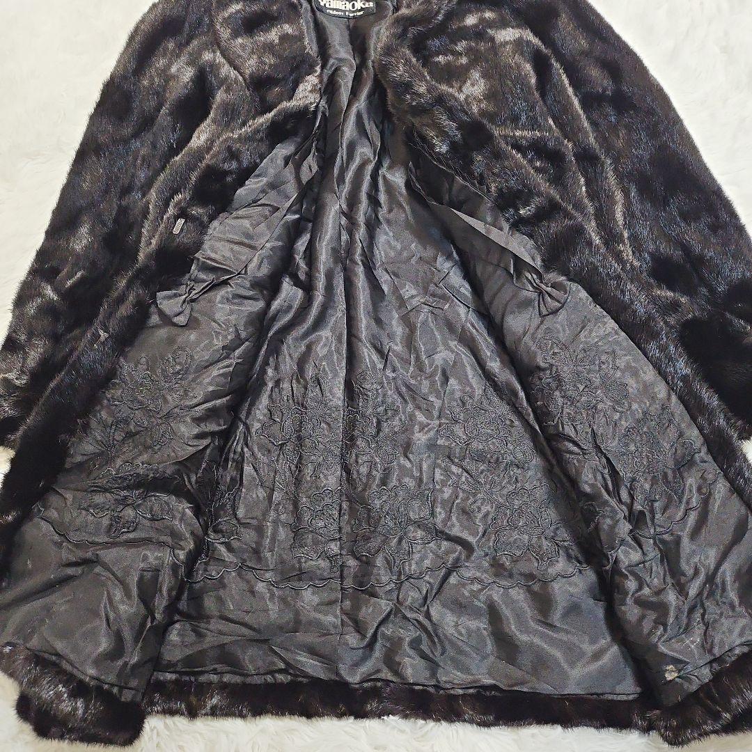 【SAGA MINK】 銀タグ 毛皮 ロングコート シェアードミンク ブラック