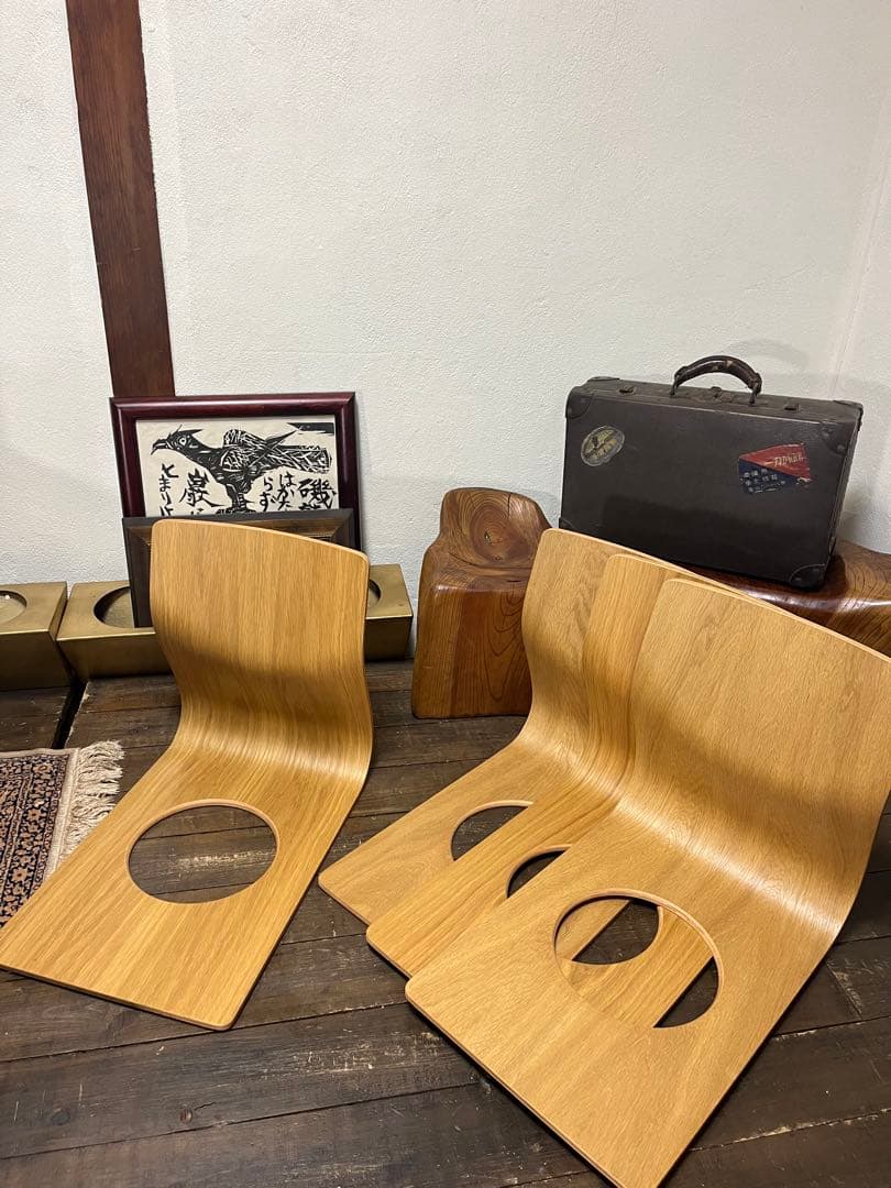 v*a様 【美品】高級品 天童木工 木製 座椅子 藤森健次 曲げ木 名作椅子 4