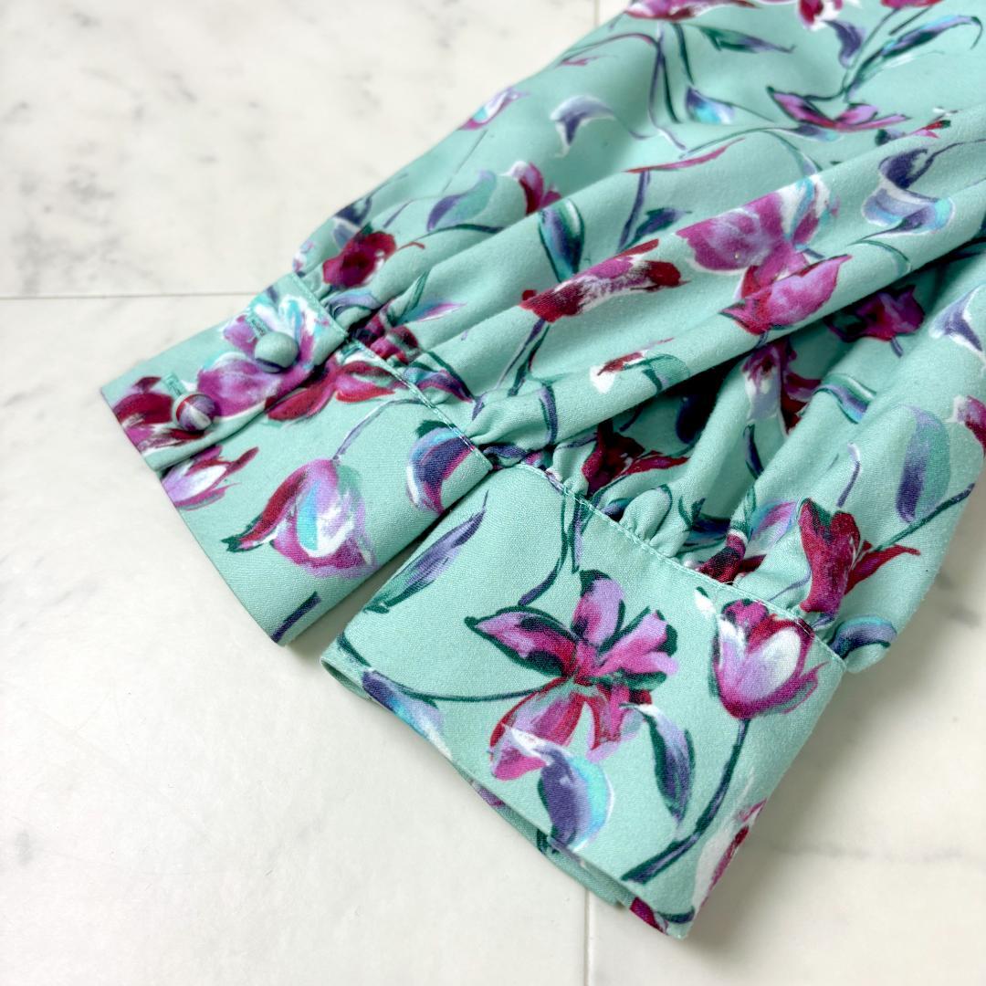 ANAYI フラワーペイントプリント ロングワンピース M ミント 花柄 アナイ