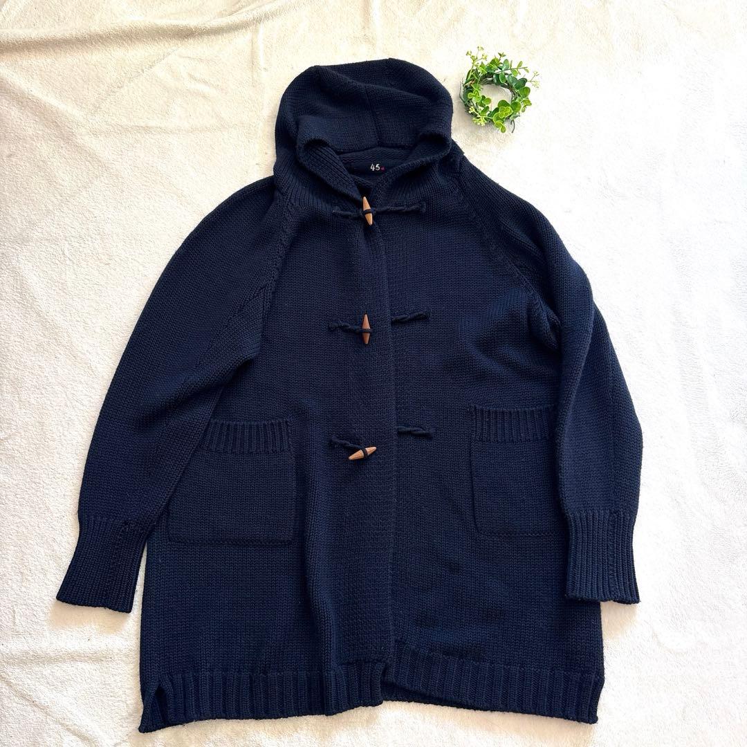 人気✨45r ニットダッフルコート　カーディガン　サイズ3 ウール　ネイビー