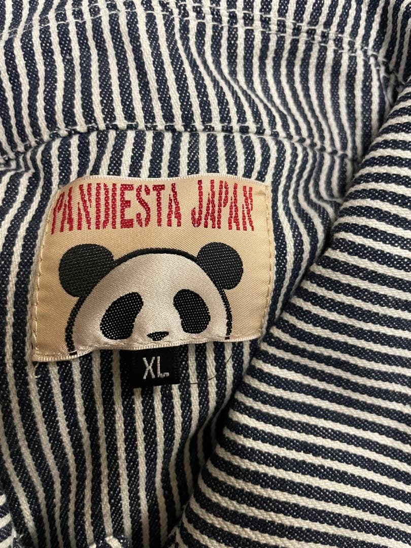 ★美品★ PANDIESTA JAPAN ツナギ デニム ヒッコリー デカロゴ