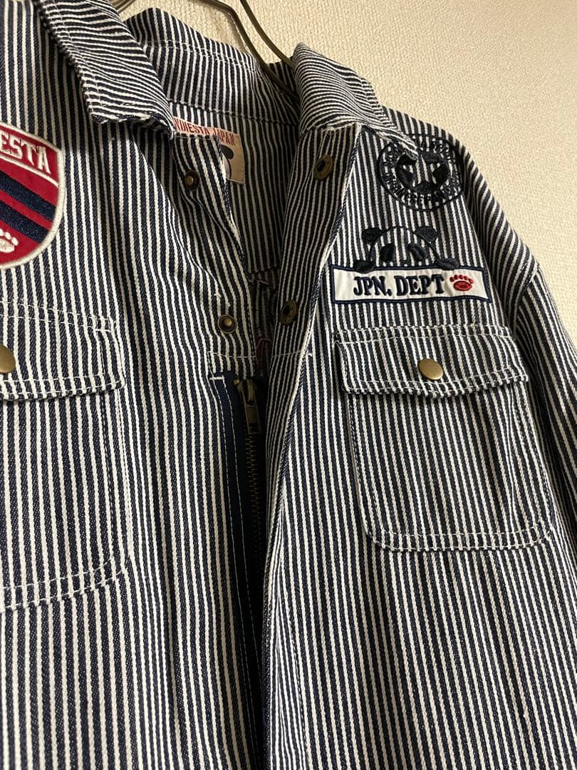 ★美品★ PANDIESTA JAPAN ツナギ デニム ヒッコリー デカロゴ