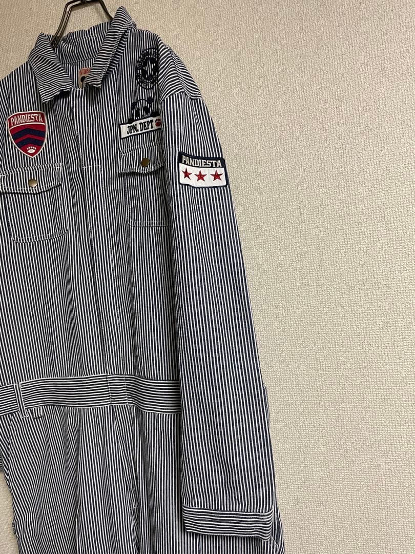★美品★ PANDIESTA JAPAN ツナギ デニム ヒッコリー デカロゴ