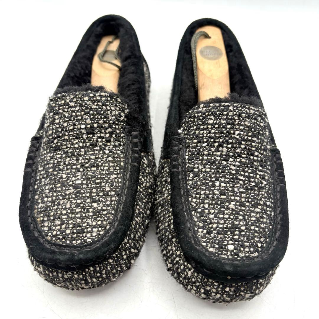 美品✨ UGG ムートン ツイードモカシン スリッポン 【23.0】 ファー