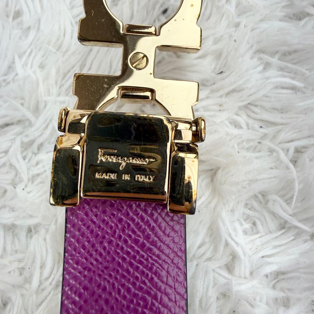 ✨極美品✨ フェラガモ リバーシブルベルト ダブルガンチーニ 黒 紫