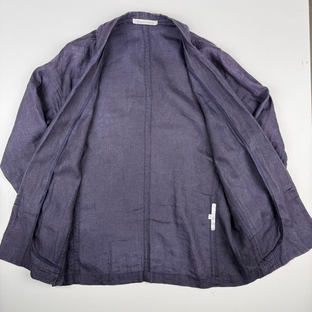 デニスコロン テーラードジャケット シングル リネン XS M相当 ネイビー
