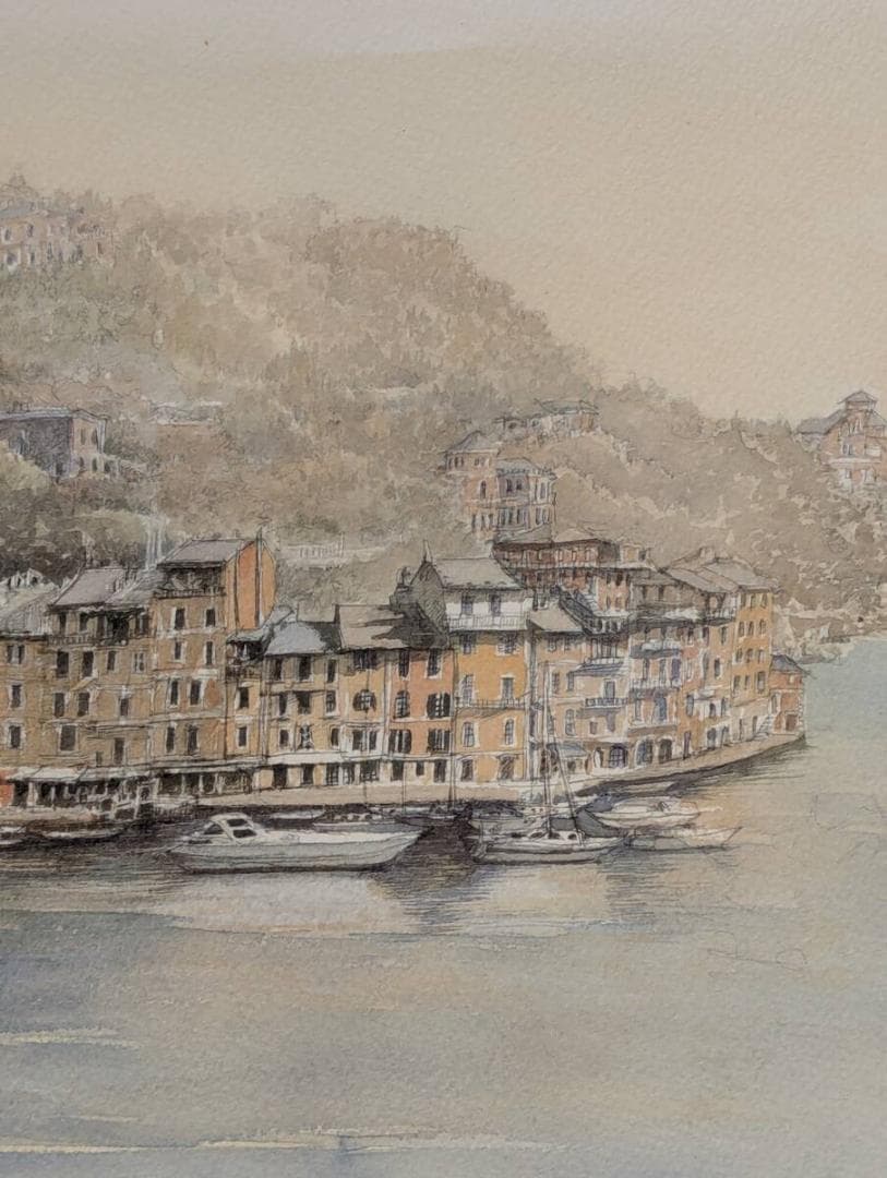 【真作】版画　織田義郎　リトグラフ　ポルトフィーノ　人気画家　名品　T164