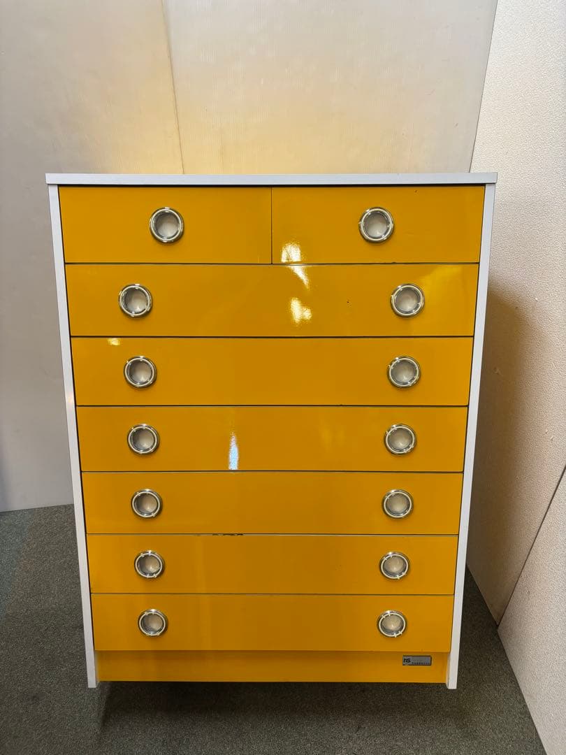 昭和レトロポップ家具　当時物　ヴィンテージチェスト　整理タンス　カラフルタンス