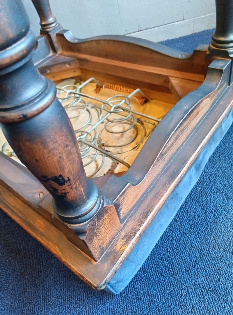 木製クラシックスツール ネイビー　ヴィンテージ　レトロ