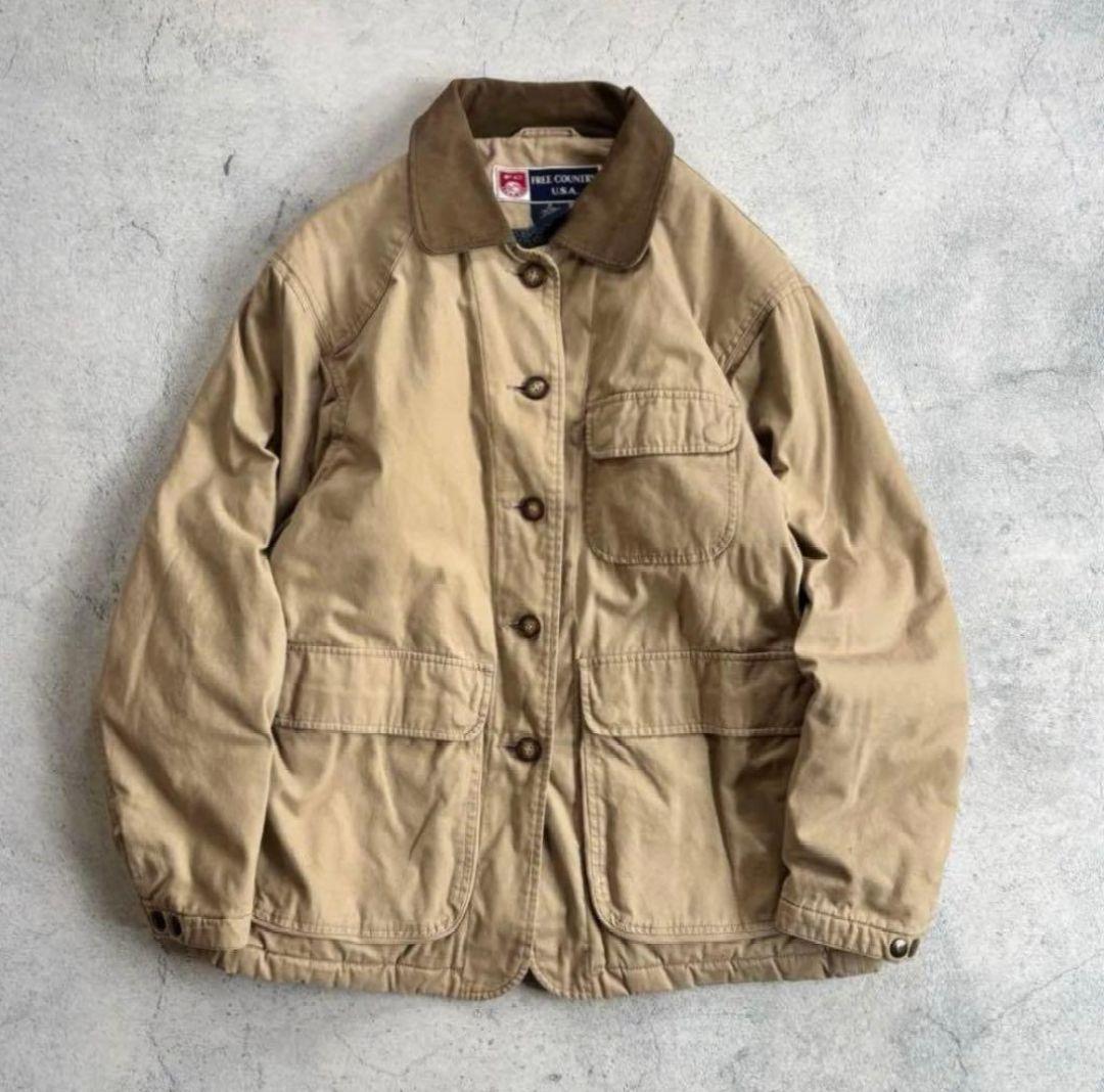 90s free country usa hunting jacket 襟レザー