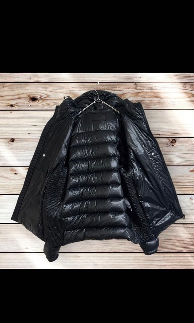 希少サイズ☆名作☆PRADA ライダース ダウンジャケット 三角ロゴ 54 黒