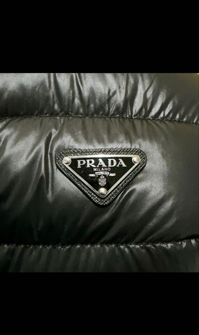 希少サイズ☆名作☆PRADA ライダース ダウンジャケット 三角ロゴ 54 黒