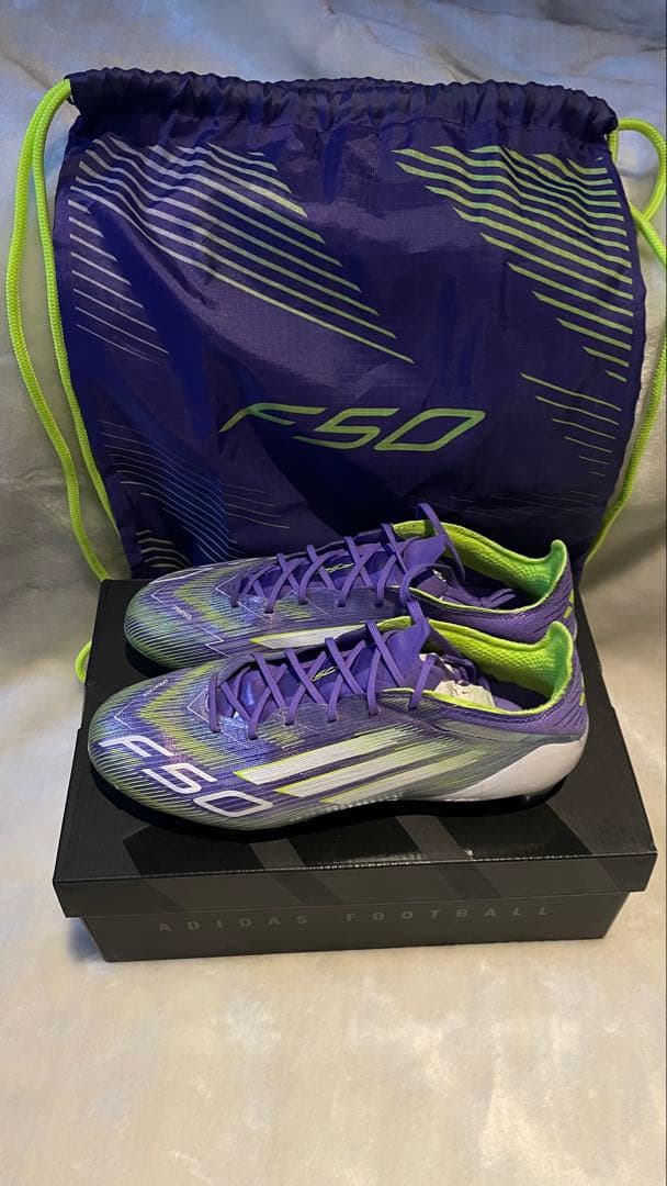 adidas F50 FG 25cm 紫/緑 収納袋、箱付き