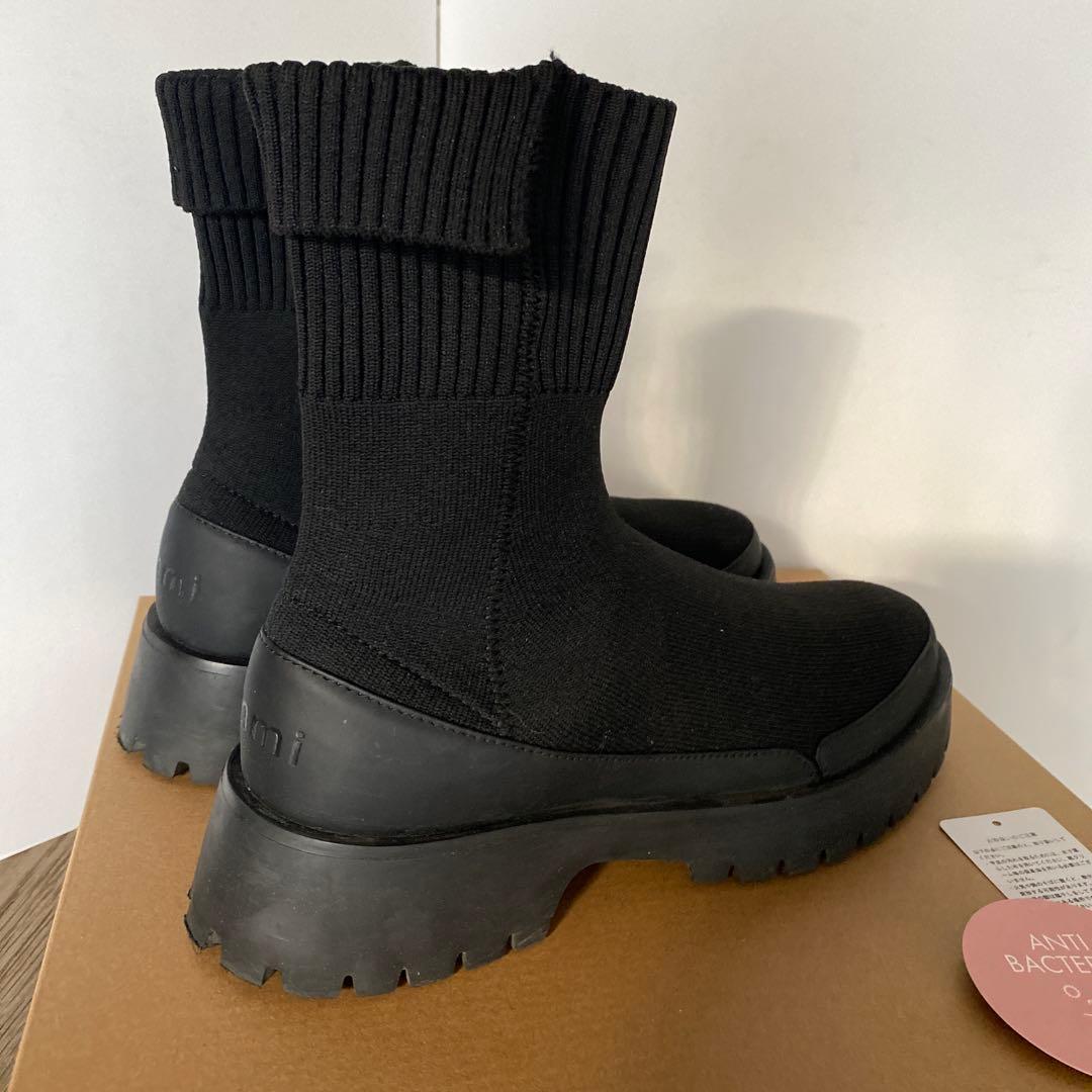 emmi ニットブーツ　厚底　黒　24cm