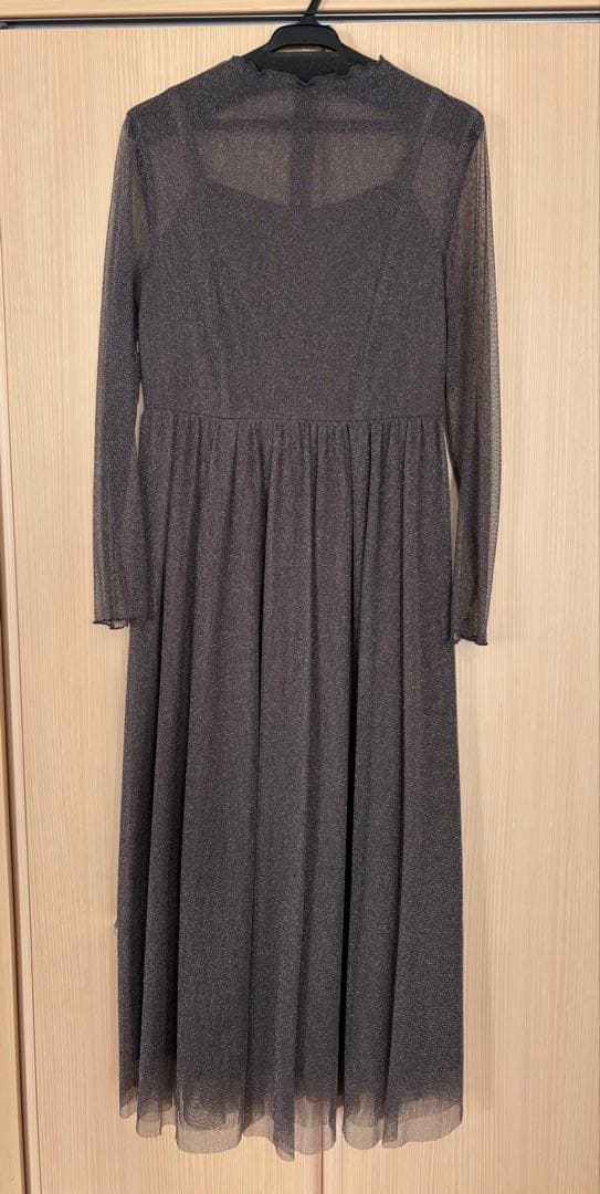 【Dorry Doll】ラメチュールメロウワンピース　ドレス　チャコール