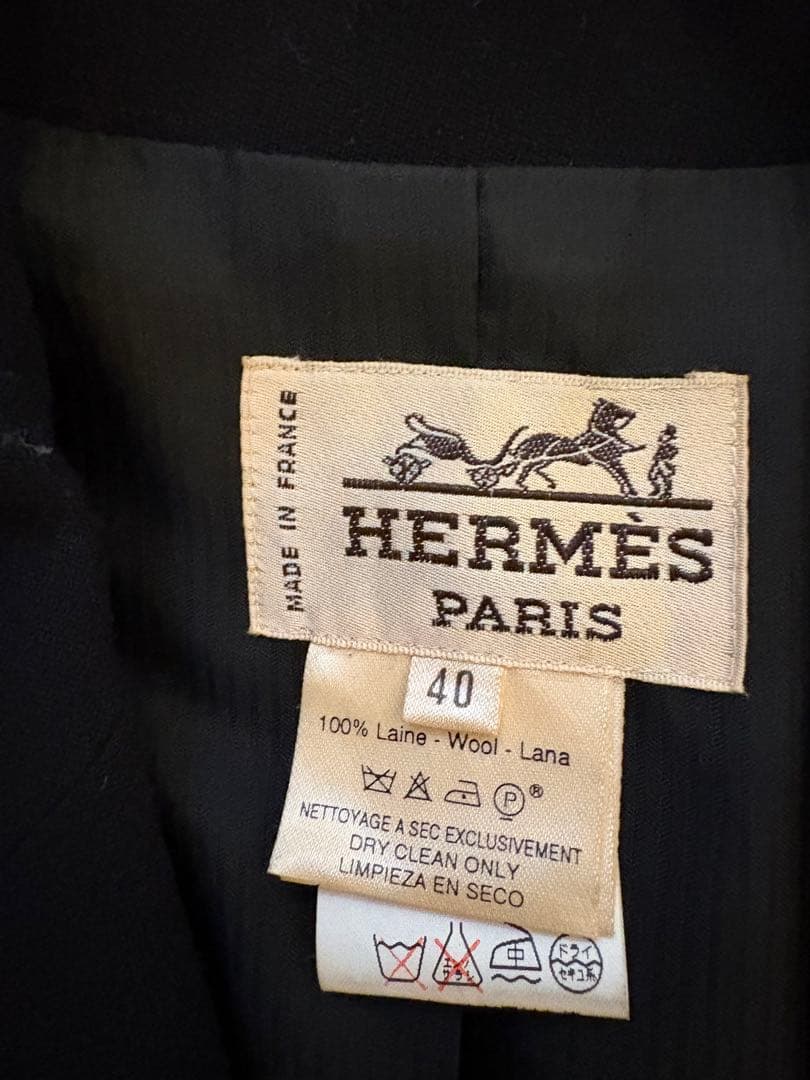 日本正規　HERMES 黒 テーラードジャケット 40 エルメス