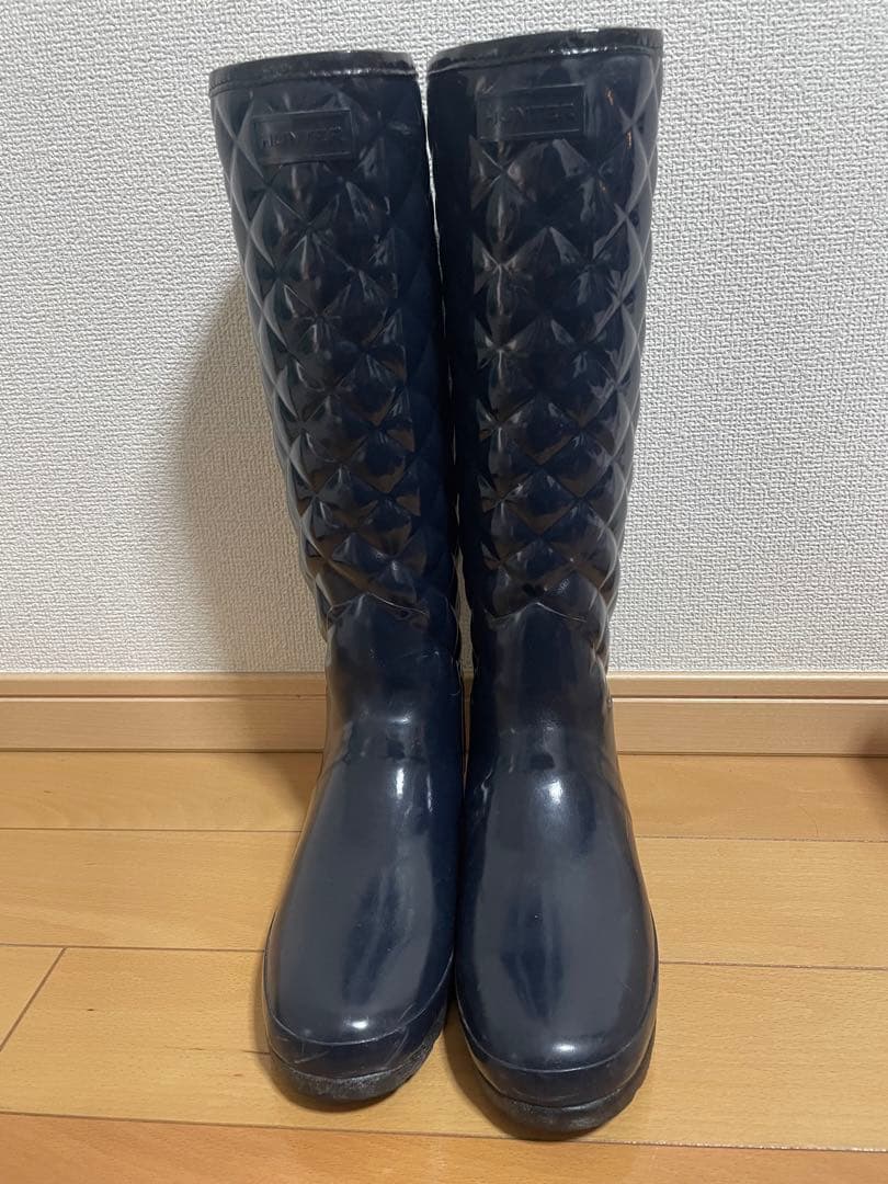 HUNTER ネイビー キルティング長靴