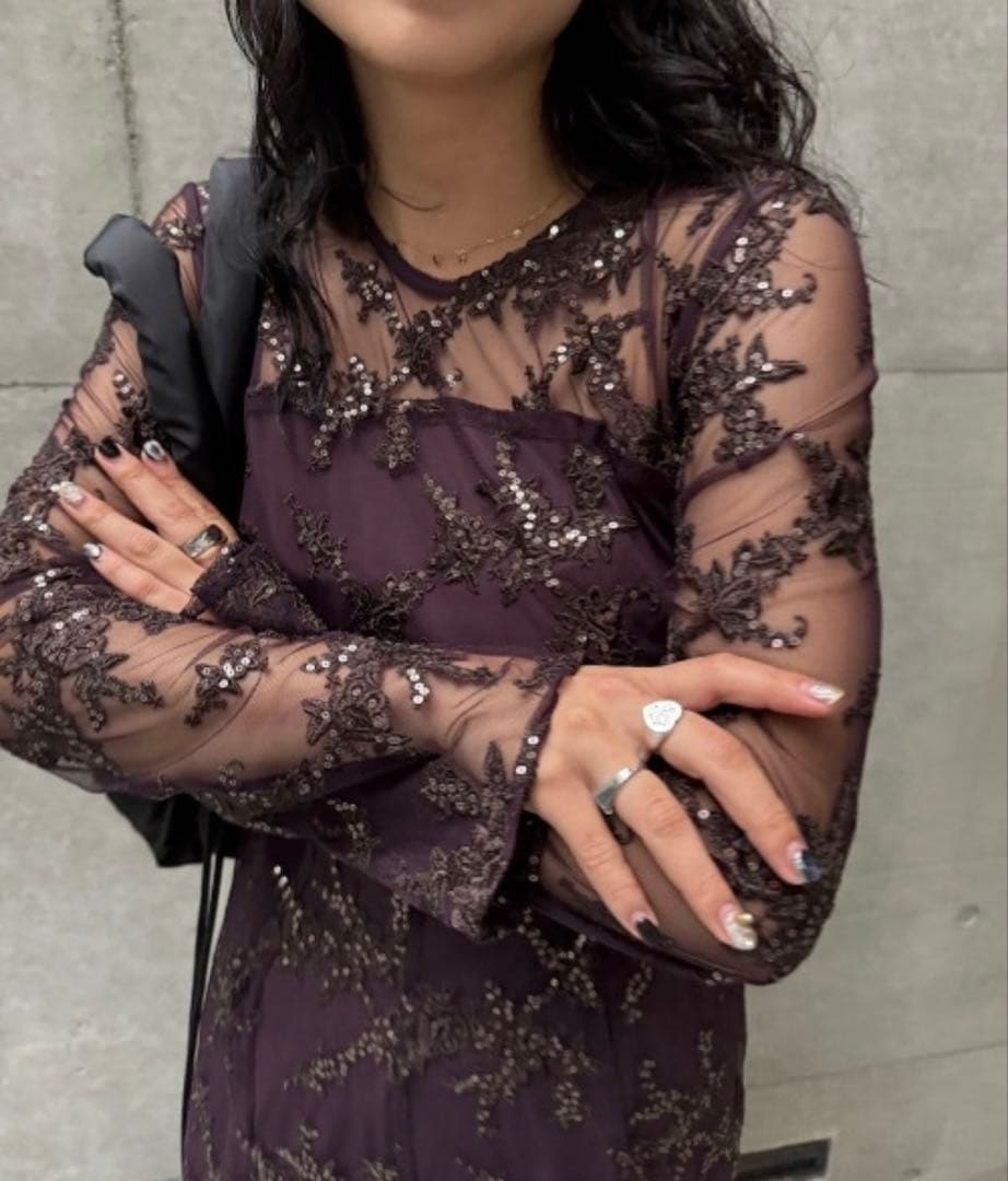 Ameri VINTAGE SPANGLE LACE ROMPERS Mサイズ