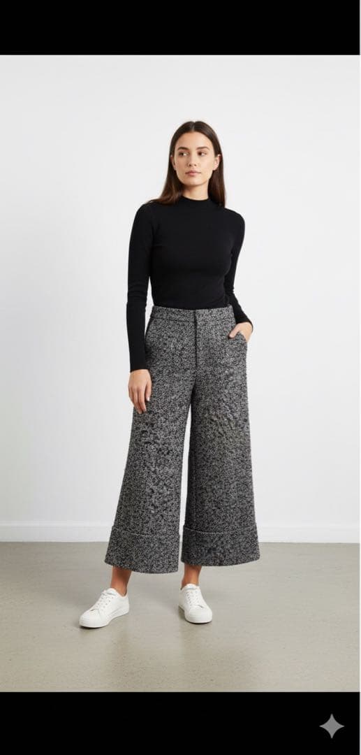 ワイズ 超ワイドパンツ ヘリンボーン ツイード シルク混 ウール ヨウジヤマモト