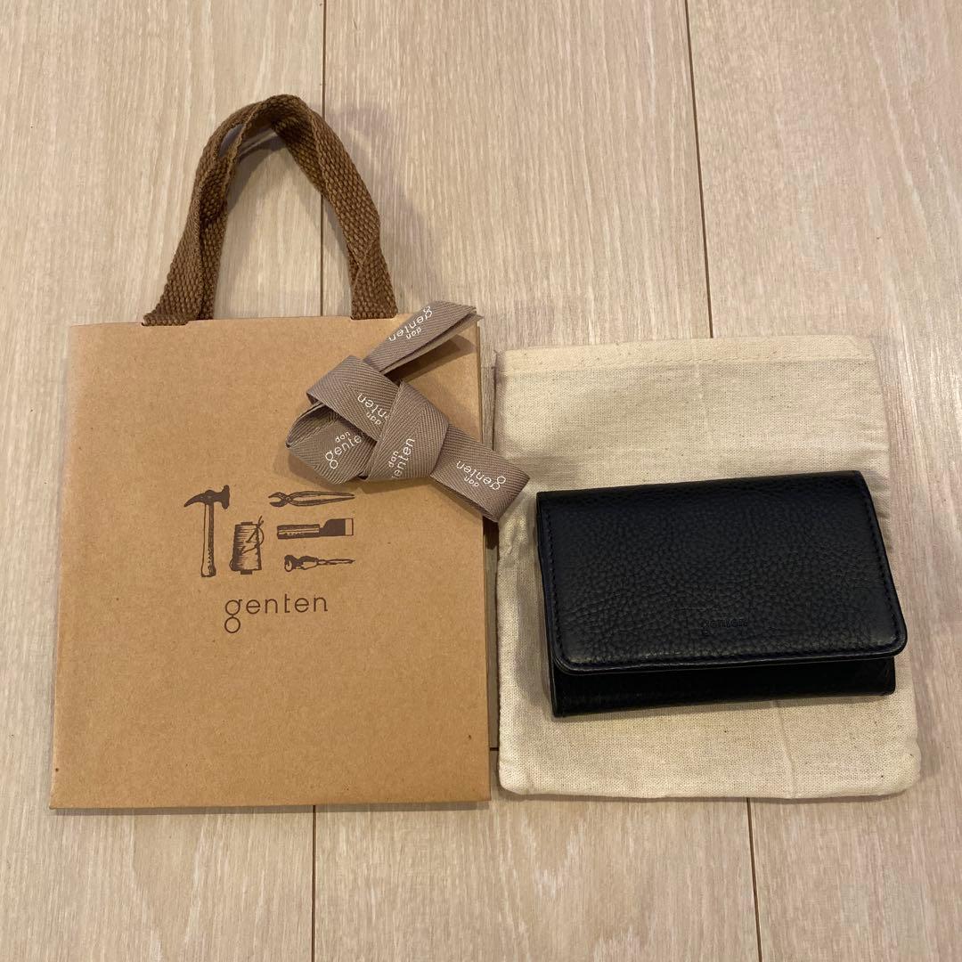 【新品・未使用品】genten 名刺ケース　カードケース　牛皮　ネイビー