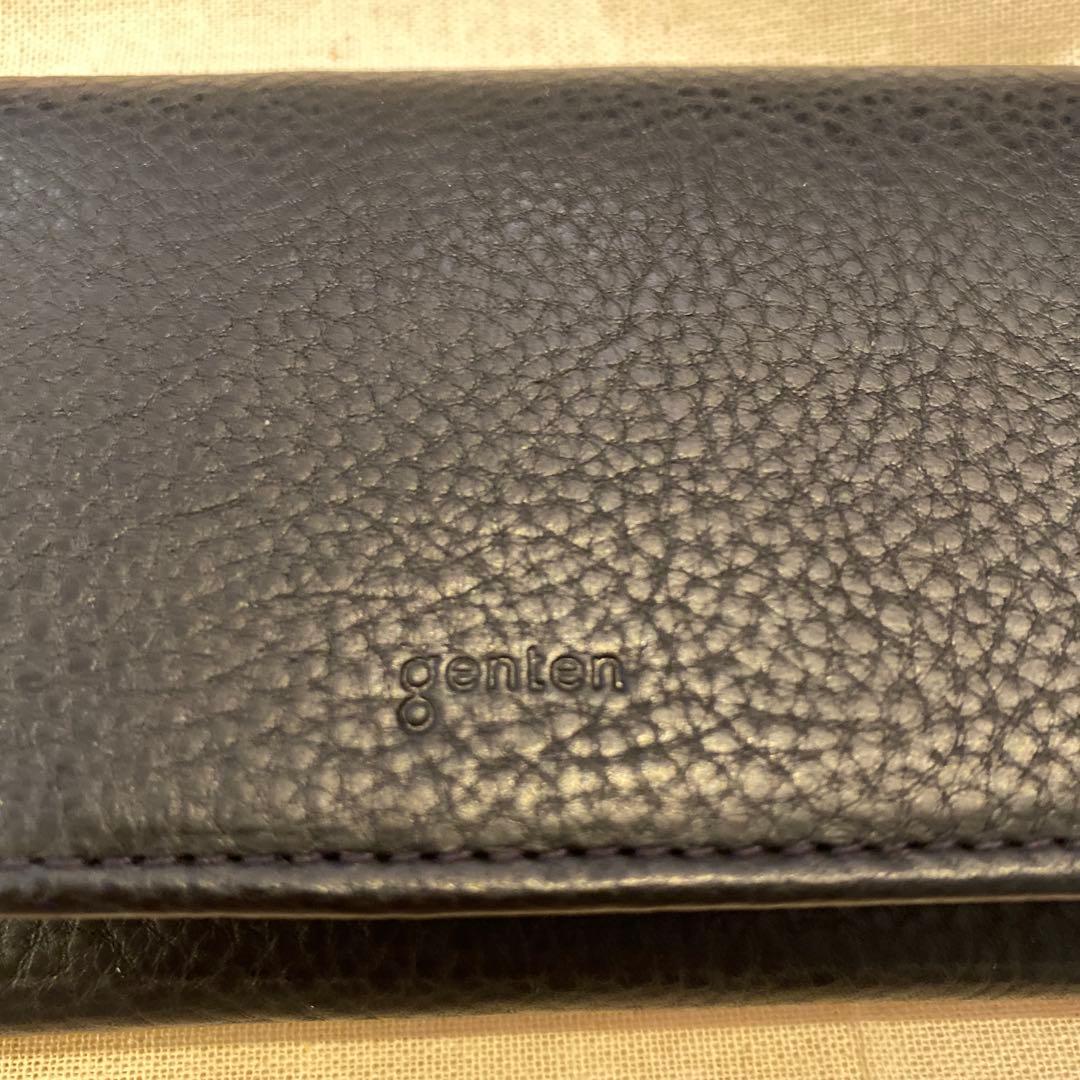 【新品・未使用品】genten 名刺ケース　カードケース　牛皮　ネイビー