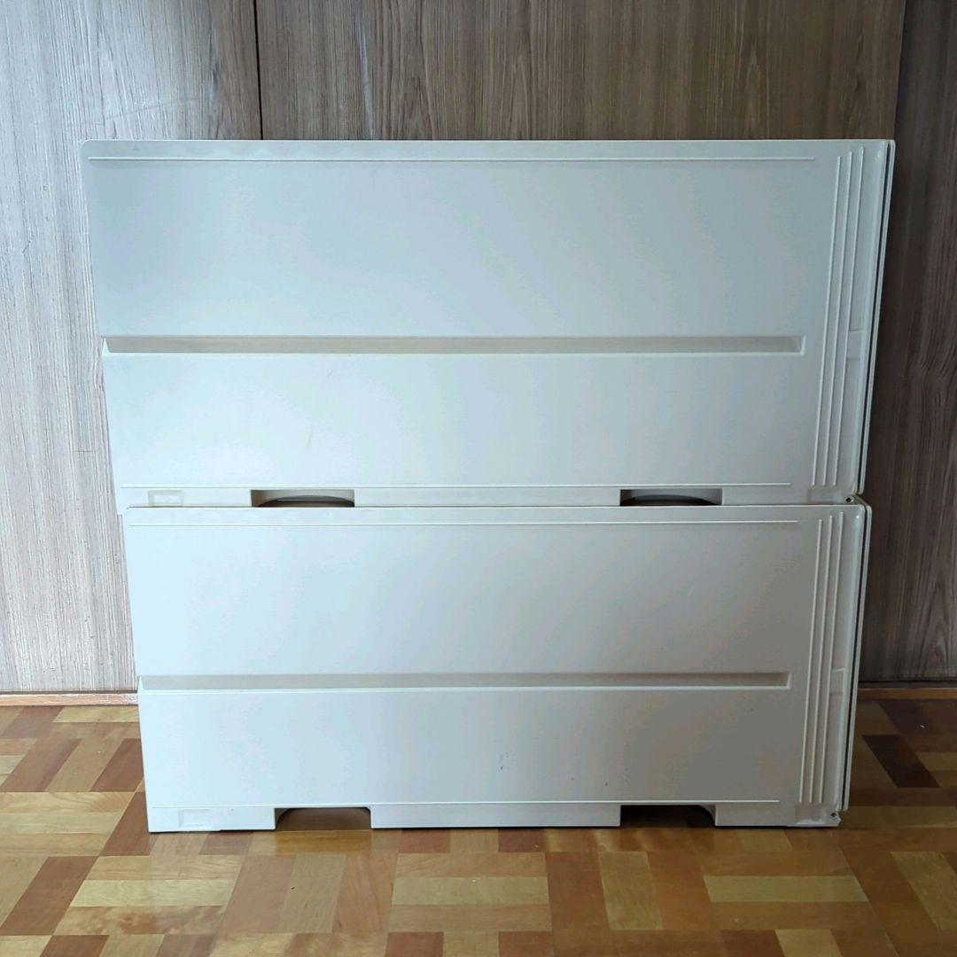 タッパーウエア スーパーチェスト ロング 2段 アイボリー2個セット 中古 収納