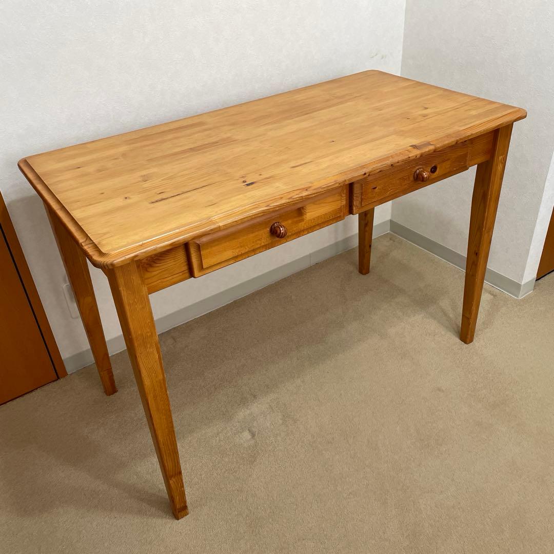 木製デスク（パイン材）　引き出し付き
