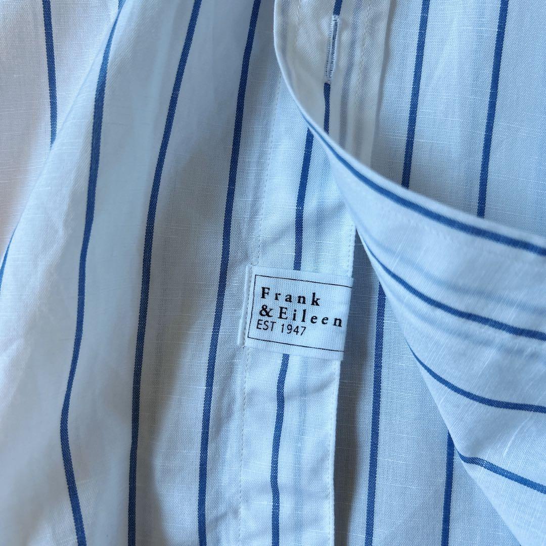 美品＊フランク&アイリーン ゆったりXS 綿麻 ストライプシャツ EILEEN