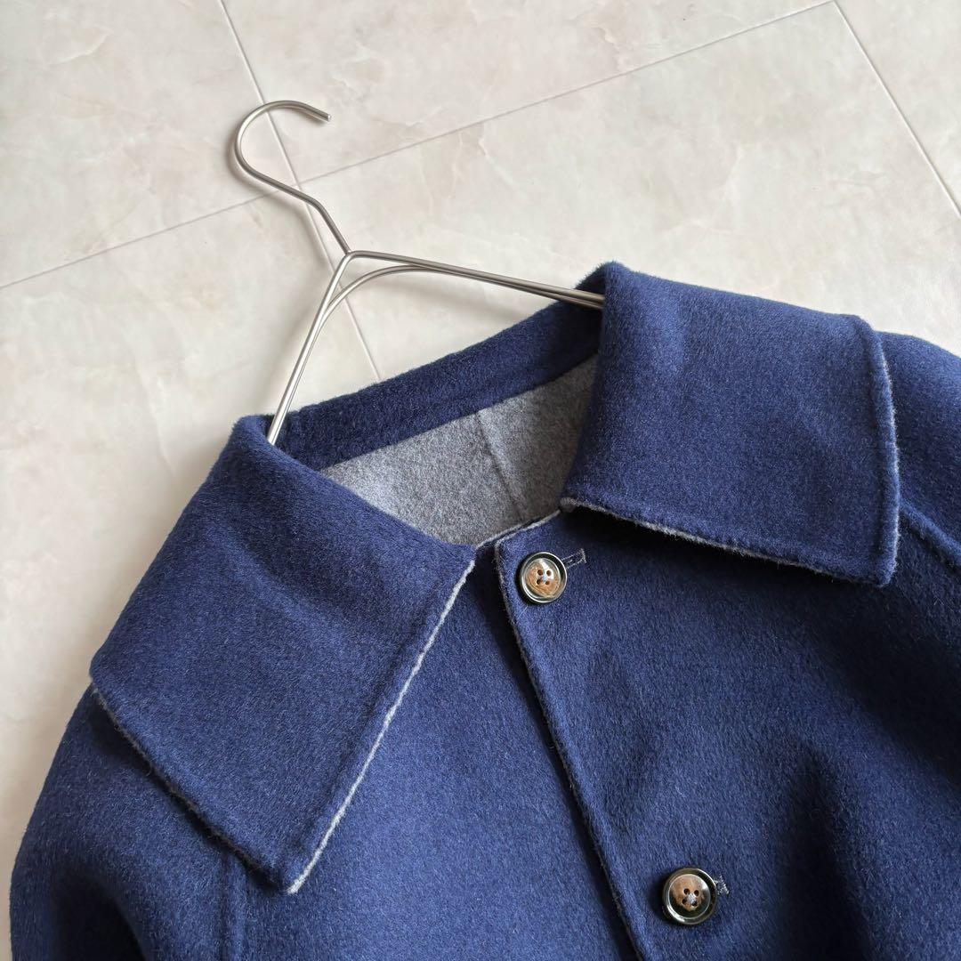 美品✨ nop de nod リバーシブルウールショートコート 紺×グレー M