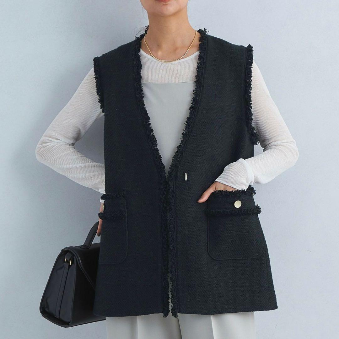 green label relaxing ミックスツイードライク ジレ