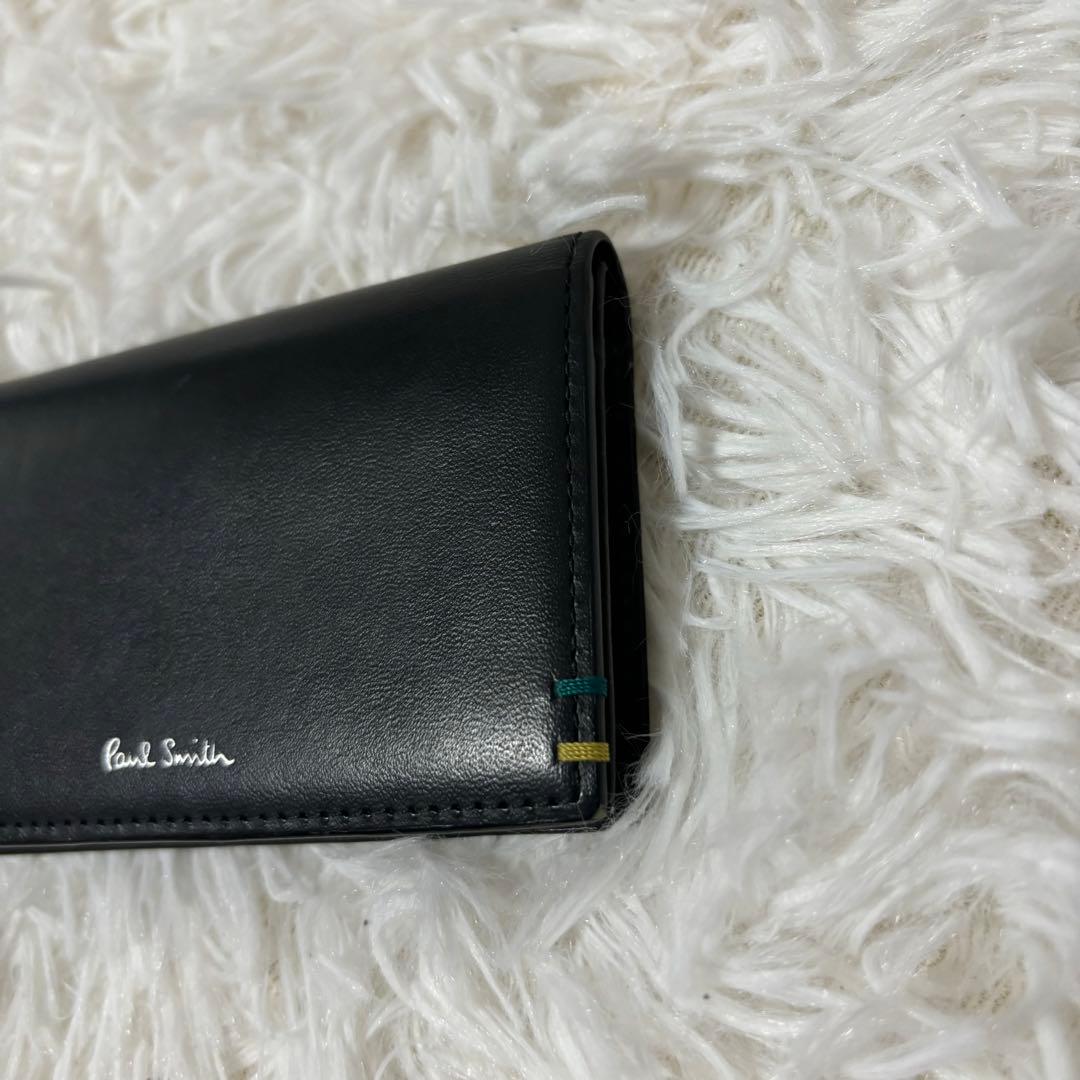 未使用品級✨ポールスミス　ハイライトステッチ　レザー　名刺入れ　カードケース　黒
