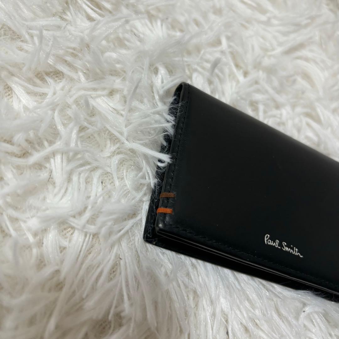 未使用品級✨ポールスミス　ハイライトステッチ　レザー　名刺入れ　カードケース　黒