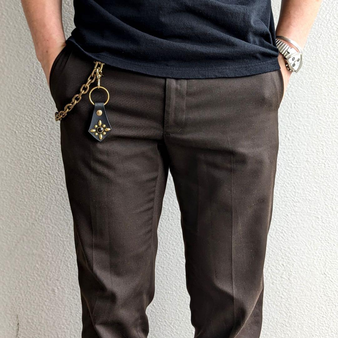 ウォレットチェーン スタッズキーリングセットブラス37cm