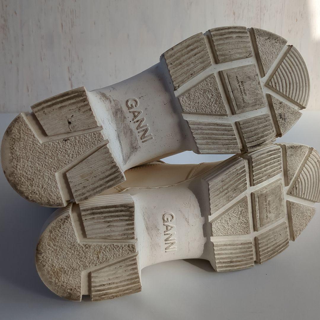 GANNI*37 ホワイト サイドゴアブーツ 厚底*リサイクルラバー