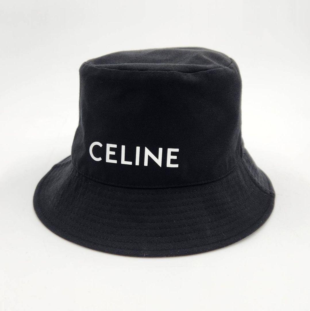 ✨美品✨セリーヌ ロゴ バケットハット バケハ Lサイズ ブラック 黒