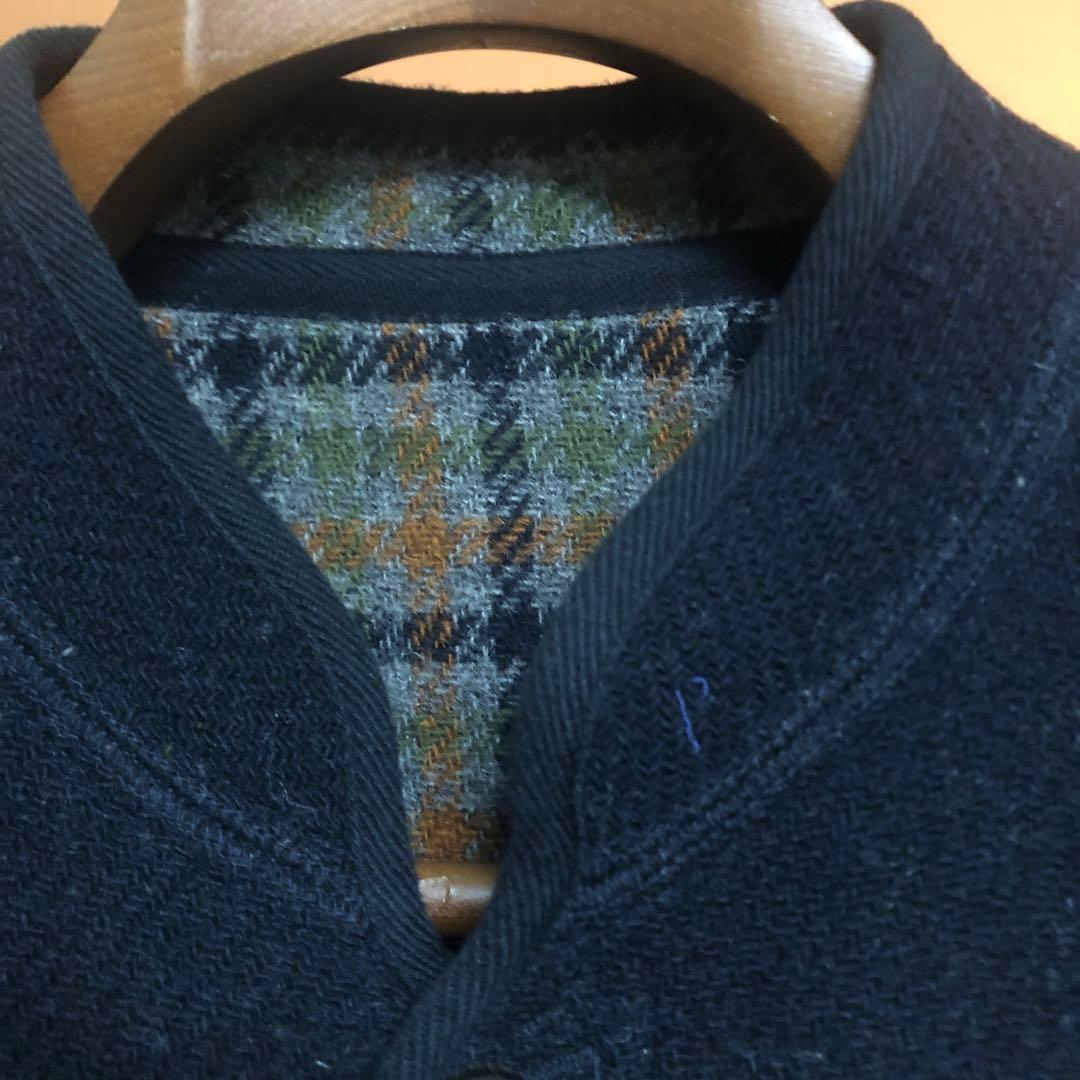 【限定値下希少サイズS美品】Papas高級ウールマオカラージャケット紺系