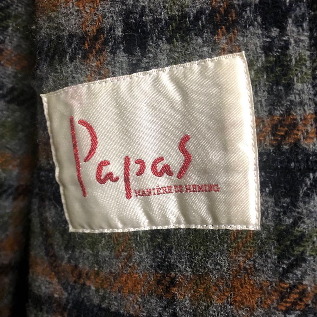 【限定値下希少サイズS美品】Papas高級ウールマオカラージャケット紺系